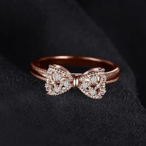 JewelryPalace 14k White Yellow Rose Gold Plated 925 Sterling Silver Rings for Women, Cubic Zirconia Promise Rings for Her, Stackable Wedding Bands Rings for Women Infinity Forever Love Knot Ring thumbnail 3