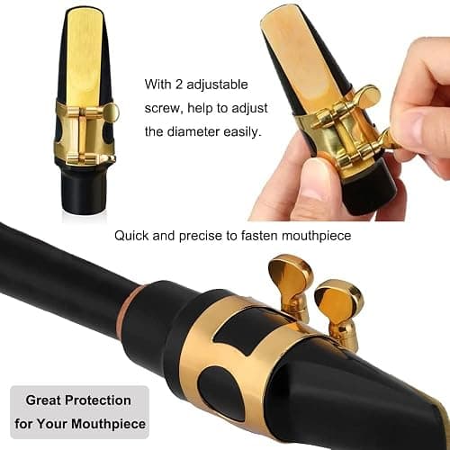 Alto Sax Mouthpiece Ligature Double Screws Saxophone Gold Ligature Fastener thumbnail 4