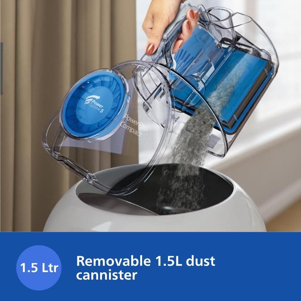 Philips PowerPro FC9352/01-Compact Bagless Vacuum Cleaner for home, 1900Watts for powerful suction, Compact and Lightweight, with PowerCyclone 5 Technology and MultiClean Nozzle, Cloth filter thumbnail 4
