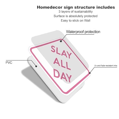 Preppy Room Decor, Slay All Day - Teen Girl Room Decor, 11" x 11" thumbnail 3