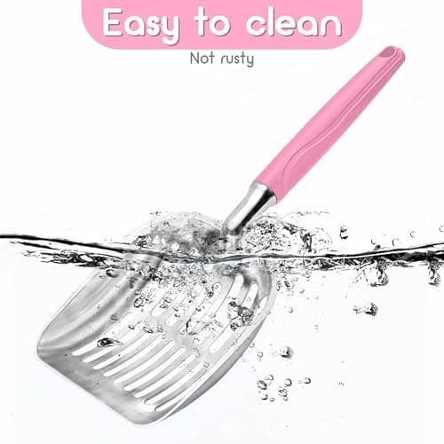 Cat Litter Scoop, Metal Cat Scooper, Plastic Handle Scoop, Sifting Shovel for Christmas – Heavy Duty Aluminum Alloy Litter Box Scoop with Deep Mesh, Design for Easy Waste Removal and Cleaning(Pink) thumbnail 5