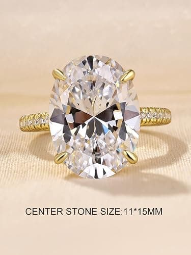 RODIFFY 5.0/8.0CT Excellent Oval Cut Engagement Ring,D-Color VVS Big CZ Gemstone 925 Sterling Silver Promise Ring - Yellow Gold,8CT - 4.5 thumbnail 2