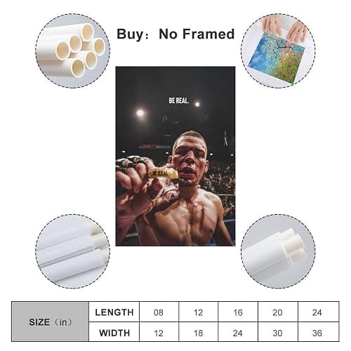 Nate Diaz 6 Canvas Poster Wall Art Decor Print Picture Paintings for Living Room Bedroom Decoration 12x18inch(30x45cm) thumbnail 2