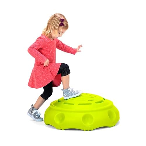 Simplay3 Two Sided Rock Around Wobble Disk and Climbing Dome for Toddlers and Kids - Rocking and Climbing - Indoor/Outdoor - Yellow/Green, Made in USA (1 Pack) thumbnail 5