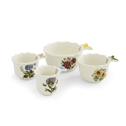 Portmeirion Botanic Garden Bouquet Measuring Cups - Set of 4 with Assorted Floral Motifs, Chip-Resistant Dolomite & Easy-to-Read Oz, Cup, Ml Measurements - Nesting Kitchen Essentials - Image 1