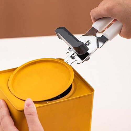 Can Opener Manual, Can Openers Hand Held with Comfort Anti-Slip Handles, Heavy Duty Stainless Steel Can Opener Smooth Edge and Bottle Openers, Easy Turn Can Openers for Seniors, Kitchen, White thumbnail 5