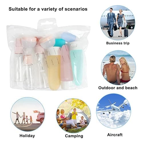 ZTMY Travel Bottles Set for Toiletries,15PCS Travel Accessories Leakproof Squeezable Travel Bottles Refillable Containers Kit Empty Containers with Bags for Cosmetic Shampoo Lotion Liquids thumbnail 3