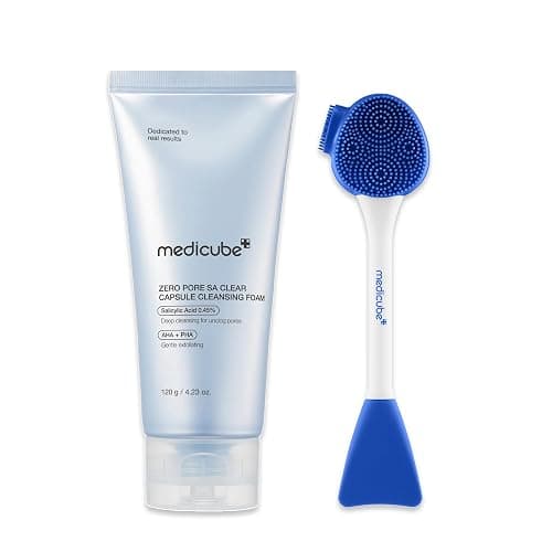 medicube Zero Pore Capsule & Pore Brush Set: Zero Pore Clear Blue Capsule Facial Deep Cleanser and Multi Pore Brush & Mask Applicator - Image 1