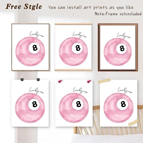 BONETAT 4Pcs Trendy Preppy Posters Pink Bow Wall Art Room Decor Prints 8X10 inches Unframed, Blush Pink Coquette Room Aesthetic Disco 8 Ball wall decor for teen girls Dorm College Apartment Bedroom -Aa02 thumbnail 3