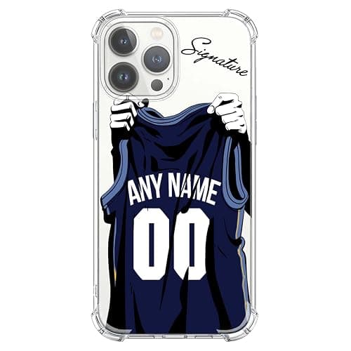 VNGDA Custom Name & Number - Memphis Basketball Jersey - Clear Case for iPhone 16 15 Pro Max 14 13 12 11 Xs Max Xr SE3 8 7 6 Plus 11 Pro Mini,with 4 Shockproof Corners Customized Transparent Case - Image 1