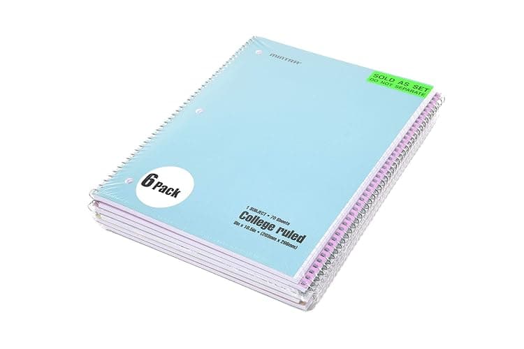 Mintra Office Spiral Notebooks - 1 Subject, 70 Sheets, College Ruled, 8in x 10in, Bulk Pack, Pastel Covers, Set of 6 - for School, Office, Business, Professional (04693) - Pastel - College Ruled - 6PK thumbnail 4