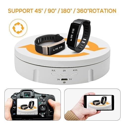 Motorized Photography Rotating Display Stand, 90/180/360 Degree photography turntable stand, Photography Turntable with 6 PVC Backgrounds for Product Photography Display, Jewelry, Watch, 3D Models thumbnail 3