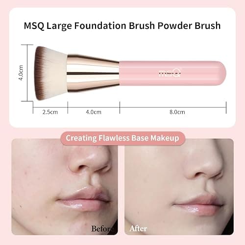 MSQ Foundation Brush for Liquid Makeup, Flat Top Kabuki Foundation Brush Premium Makeup Brushes for Liquid, Cream and Blending Powder Brush (Pink) thumbnail 3