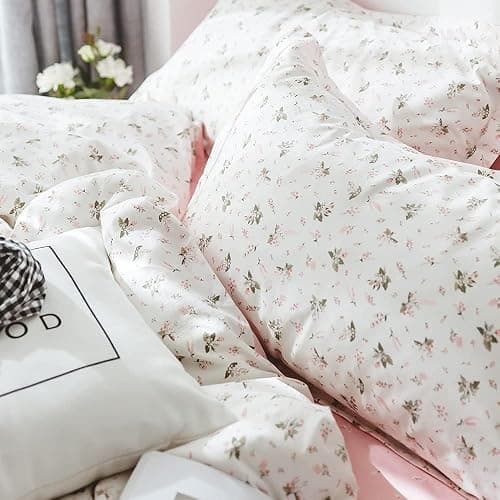 TISPLR Floral Comforter Set Full Soft Bedding Comforter Set 3 Pieces Garden Style Pink Flower Print Botanical Flowers Comforter Set for All Seasons 1 Comforter and 2 Pillowcases (Floral, Full) thumbnail 8