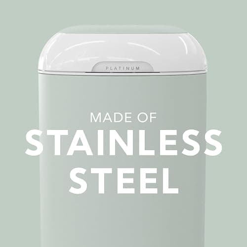 Diaper Genie Platinum Pail (Sage Green) is Made in Durable Stainless Steel and Includes 1 Easy Roll Refill with 18 Bags That can Last up to 5 Months. thumbnail 3