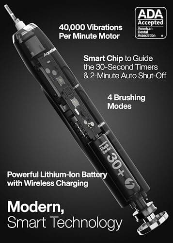 Aquasonic Black Series Ultra Whitening Toothbrush – ADA Accepted Electric Toothbrush- 8 Brush Heads & Travel Case – 40,000 VPM Electric Motor & Wireless Charging - 4 Modes w Smart Timer thumbnail 3