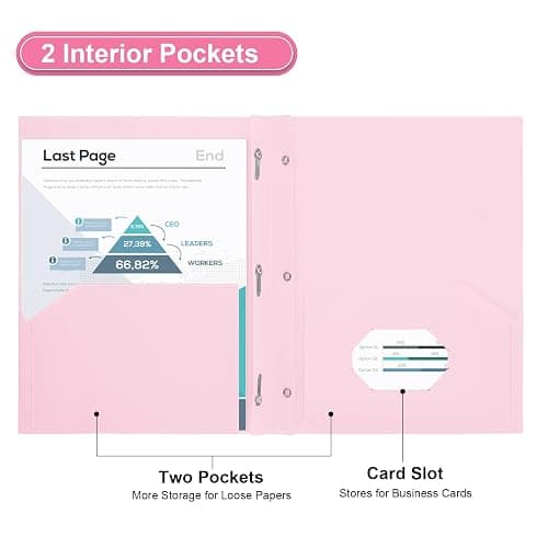 SUIN Plastic Project-Folder with 2 Pockets and 3-Prong Fasteners, for US Letter Size, Bulk Pack Color File-Folder for US Letter Size Papers, Ideal for School & Office, (Assorted Pastel Colors) thumbnail 3
