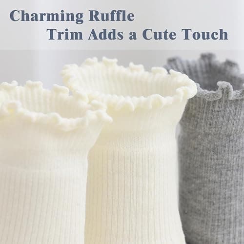 SSF&TUYS Women's Ruffle Ankle Socks – 6 Pairs Soft Cotton, Cute Frilly Trim, Breathable and Comfy for Everyday Wear thumbnail 3