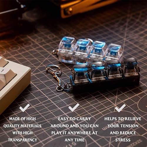 2 Pcs Keyboard Fidget Toy for Adults Fidget Keyboard Clicker Toys with LED Lights Keychain Stress Relief for Anxiety Decompression (Black and White) thumbnail 5
