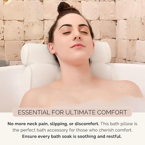 Bath Pillow and Bathtub Tray Set for Tub | Luxurious, Relaxing Home Spa Accessories with Bath Tub Pillows for Head and Neck, Foldable Bath Tray Caddy Organizer | Relaxation Gifts for Women Self Care thumbnail 6