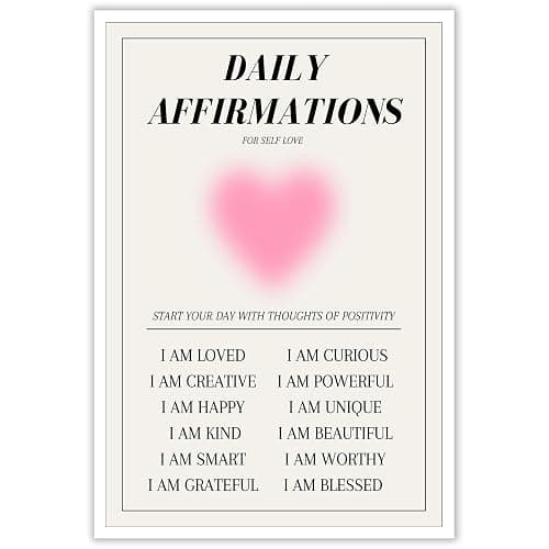 NAVIWEEK Daily Affirmations Aura Modern Canvas Wall Art Colorful Gradient Aura motivational Poster danish Trendy Pastel Minimalist Heart Shape Prints Painting cute Pink wall decor 12x16in Unframed - Image 1