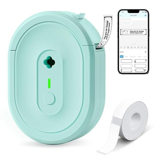 NDYIN N12 Label Maker Machine with 1 Tape Bluetooth Label Printer, Green | Portable Mini Thermal Sticker Printer with Multiple Templates, Labeling Machine for Home/Kitchen/School/Office Organization - Image 1