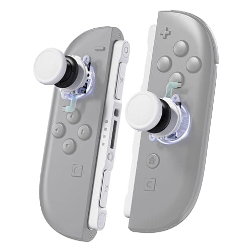 eXtremeRate Replacement 3D Joystick & Thumb Grips & Side Rail Shell Buttons for Nintendo Switch 2 JoyCon, Console Rail Stickers Controller Left Right Analog Stick Thumbsticks Caps for Switch 2 - White - Image 1