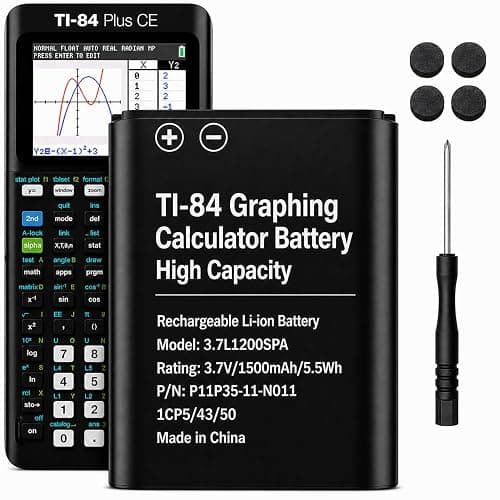 TI-84 Plus CE Battery Replacement Fit Texas Instruments TI-84 Plus CE C Graphing Calculator, TI NSpire CX/CX II/CX CAS, P11P35-11-N01 & 3.7L12005SPA Battery, Fix Dead Power Issue & Error Validating OS - Image 1