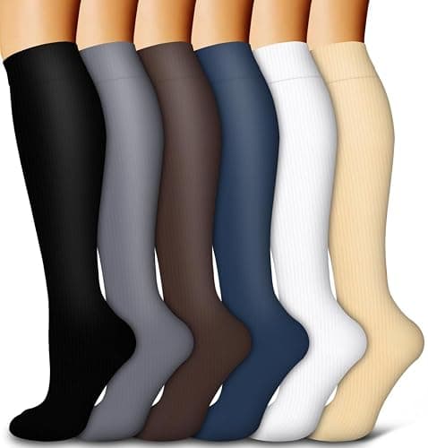 6 Pack Copper Compression Socks for Women and Men Circulation-Best Support for Medical, Running,Nursing,Athletic - Image 1