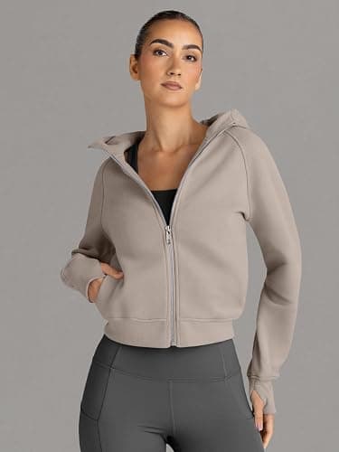 Trendy Queen Womens Zip Up Hoodies Jackets Cropped Sweatshirts Fleece Fall Outfits Casual Comfy Y2k Tops Winter Clothes 2025 thumbnail 6