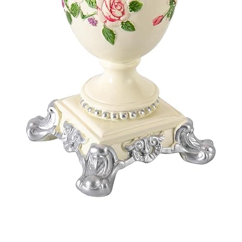 kangten Victorian Style Table Lamp Pink Princess lamp Handmade Gauze Fabric Lampshade Traditional Resin Flower Carved Base for Girl's Room Bedroom Office Living Room Reading, D12.2'' X H21.2'' thumbnail 7