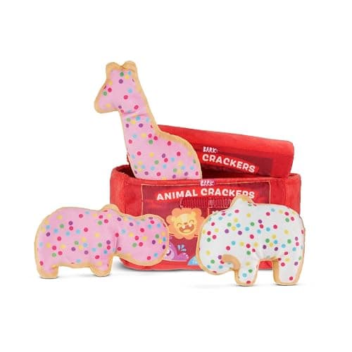BarkBox Animal Squeakers 4-in-1 Interactive Plush Dog Toy | Squeaky Dog Toys with Crinkle Box and Treat-Hiding - For Extra Small to Small Dogs and Puppies - Image 1