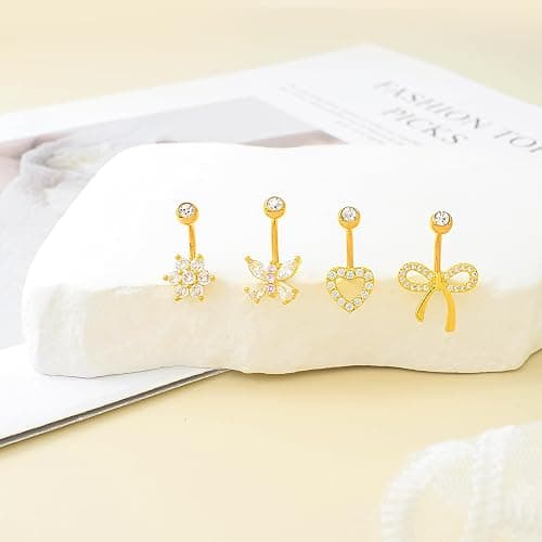 LEE&RO Belly Button Ring 14G Belly Piercing Jewelry Navel Rings Stainless Steel Belly Rings thumbnail 5