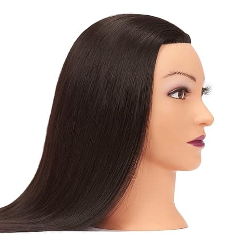 Hairginkgo Mannequin Head 26"-28" Synthetic Fiber Training Head Braiding Head Hair Styling Manikin Cosmetology Doll Head Hairdresser Training Model for Cutting Braiding Practice with Clamp 92022LB0220 - Black-2022 thumbnail 4