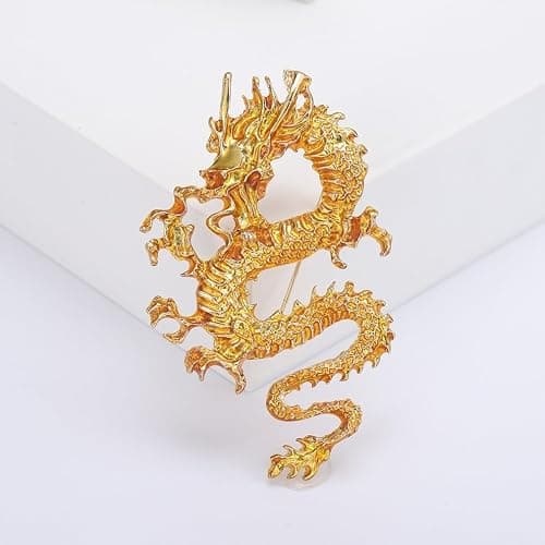 Dragon Brooch Pins for Women, Chinese Dragon Brooch Pin, Lucky Dragon Talisman Brooch Lapel Pin, Bohemian Dragon Brooches Pins for Women Hat Bag Suit Dress Accessories thumbnail 3