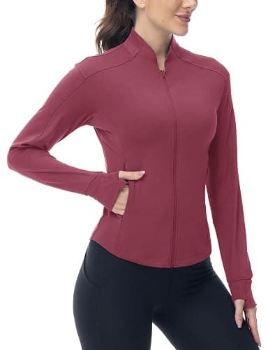 BGOWATU Women's Workout Jacket Lightweight Zip up Running Athletic Jackets with Thumb Holes thumbnail 3