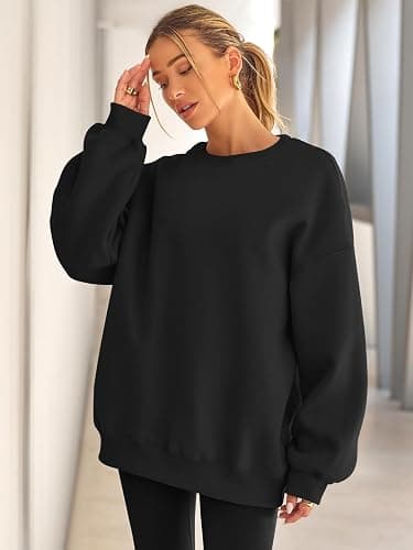 EFAN Womens Oversized Sweatshirts Hoodies Fleece Crewneck Sweaters Casual Tops Comfy Fall Fashion Outfits Winter Clothes 2025 thumbnail 2