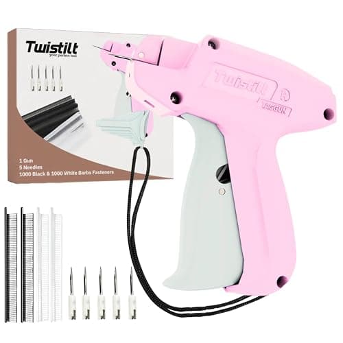 Stitch Gun for Clothes (Quick Fix Tool, Not a Sewing Machine), Handheld Clothing Tag Gun for Quick Clothing Repairs Includes 6 Needles, 1000 Black & 1000 White Fasteners (Pink) - Image 1