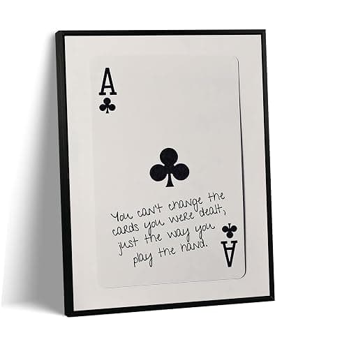 GEFQBBLD Funny Lucky Ace Poker Wall Art,Funky Mdern Canvas Black Art Prints Painting,Retro Minimalist Black and White Playing Card Posters,Trendy Aesthetic Preppy Wall Decor 8x10in Black Framed - Image 1