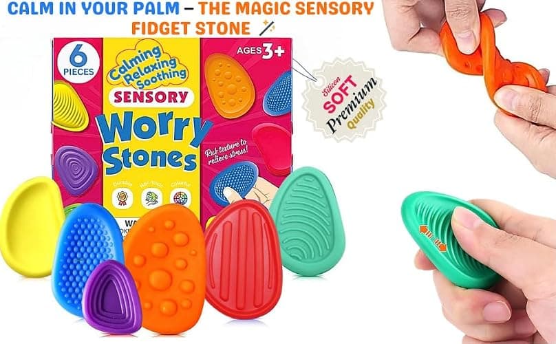 6 Pcs Sensory Stones - Silent Fidget Toys for Kids Adults - Calming Sensory Toys for Autism - Silicon Sensory Fidget Worry Stones - Fidgets for School, Workplace with Anxiety Relief for Kids Adults thumbnail 7