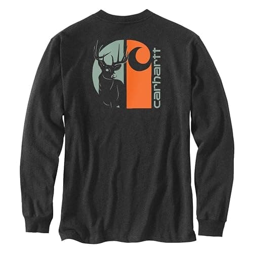 Carhartt Men’s Loose Fit Heavyweight Long-Sleeve Pocket Deer Graphic T-Shirt - Image 1