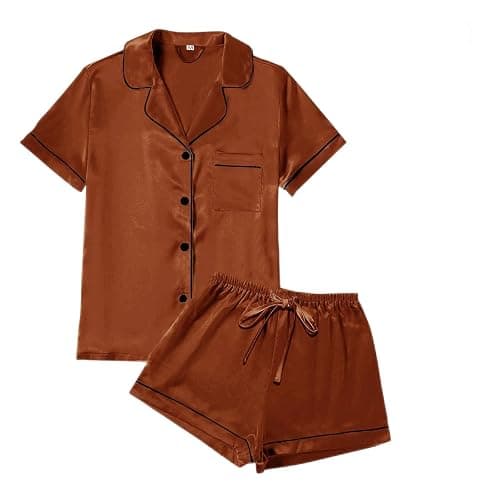 4Pcs Womens Satin Silky Pajama Sets Short Sleeve Shirt XS-4XL Floral Pajamas Set Soft PJ Loungewear Sleepwear - Image 1