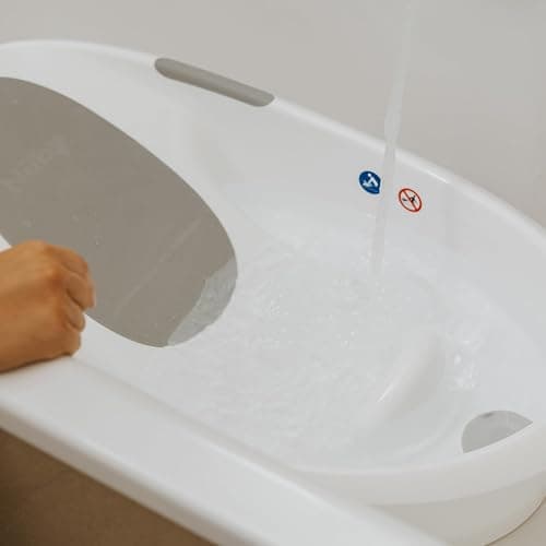 Nuby Newborn Baby Bath with Anti-Slip Support | Soft Headrest | Plug | Suitable from Newborn (White) thumbnail 5