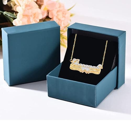 Double Plated Name Necklace Personalized Custom Name Necklace 18k Gold Plated Nameplate Pendant Customized Name Plate Necklace for Women Men thumbnail 5