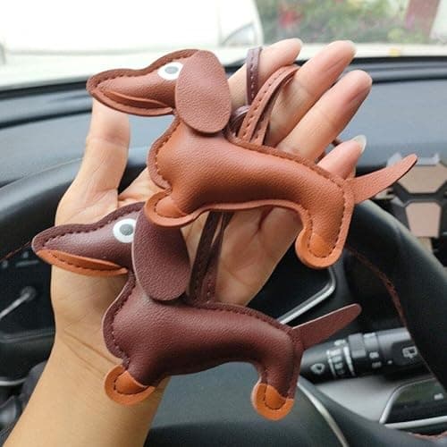 Casiler Süße Welpe Hundetasche Anhänger Key Chain Mode Pu Leder Dackel Dackel Ringzubehör thumbnail 6