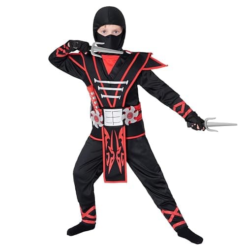 Spooktacular Creations Ninja Swords, Backpack Weapon Toy Set with Swords and Knives for Kids, Ninja Costume Accessories for Cosplay, Dress-up Party Black thumbnail 9