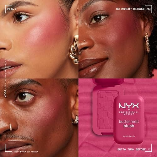 NYX PROFESSIONAL MAKEUP Buttermelt Powder Blush, Fade and Transfer-Resistant Blush, Up to 12HR Make Up Wear, Vegan Formula - Butta Than Before thumbnail 6