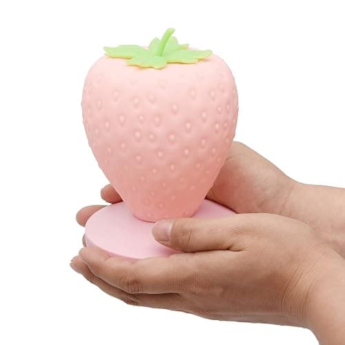 LVOERTUIG Strawberry Night Light, Cute Silicone Strawberry Lamp, LED Cute Night Light, Bedside Color Changing Lamp, 3 Modes Touch for Birthday, Christmas thumbnail 9