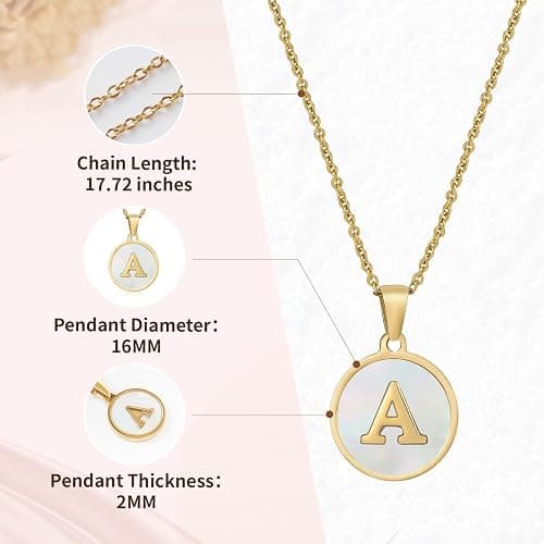 PNNY AMDA Initial Necklace for Women: 18K Gold Plated Nature Shell Pendant – Letter Necklace for Women Trendy Jewelry Gifts thumbnail 2