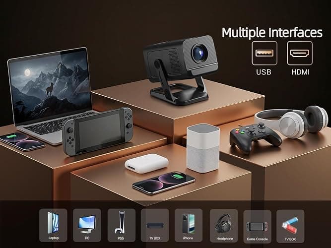 Mini Portable Projector Projecteur Portatif for Bedroom with WiFi and Bluetooth 1080P 4K Support Smart Android 14 OS Auto Keystone Compatible with Netflix, YouTube, Prime Video WEMI X1 thumbnail 9